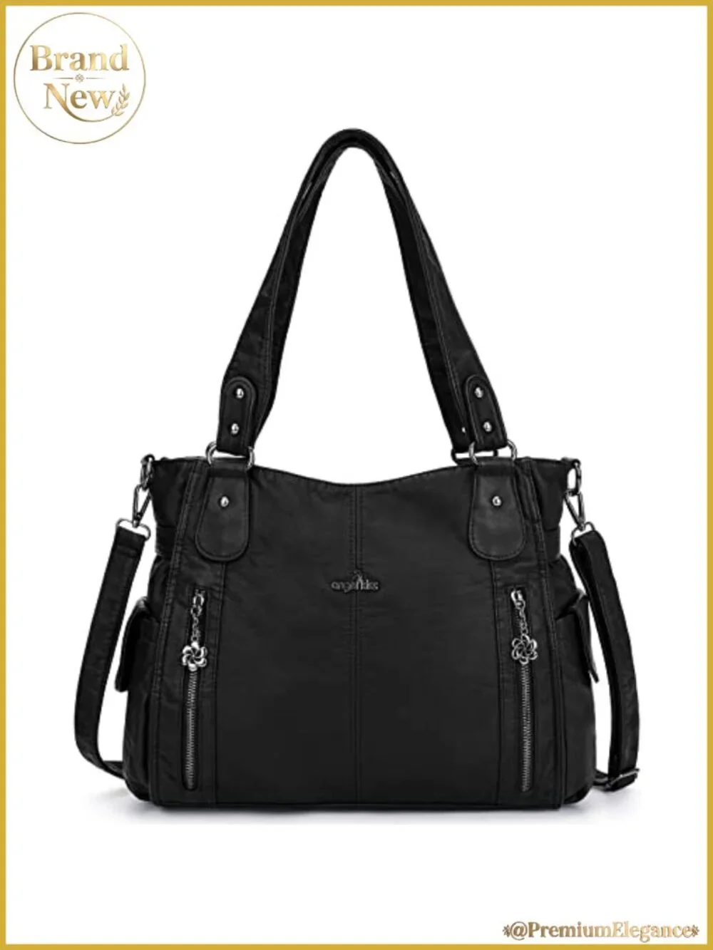 Women's Vegan Leather Hobo Handbag with Adjustable Strap